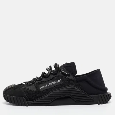 Pre-owned Dolce & Gabbana Black Lace And Neoprene Ns1 Sneakers Size 41