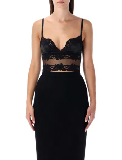 Dolce & Gabbana Black Lace And Satin Bra Top