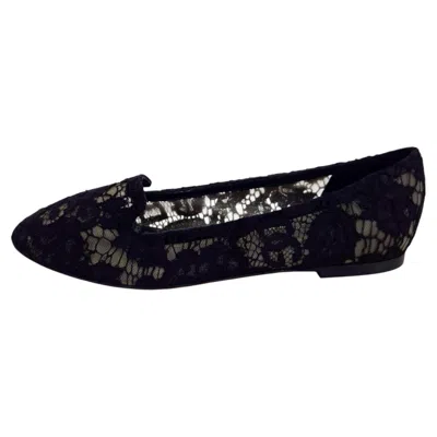 Pre-owned Dolce & Gabbana Black Lace Ballet Flats