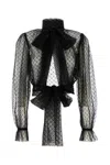 Dolce & Gabbana Lace Blouse With Bow Detail And Ruffle Cuffs In Black