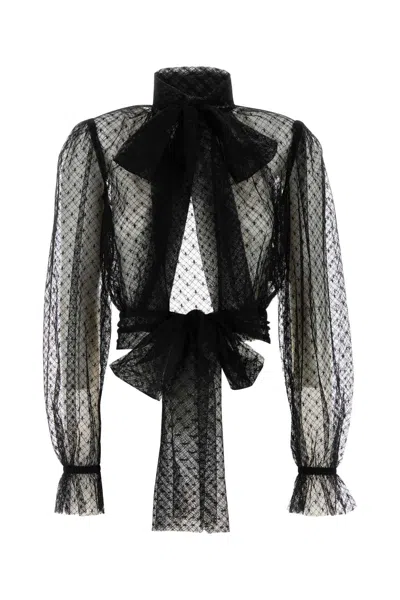 Dolce & Gabbana Black Lace Blouse In Nero