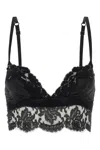 Dolce & Gabbana Black Bralette Top In Silk Satin And Lace In Black