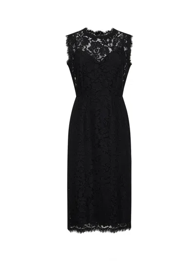 Dolce & Gabbana Women Black Lace Calf-lenght Sheath Dress