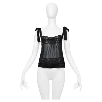 Pre-owned Dolce & Gabbana Black Lace Camisole With Ties