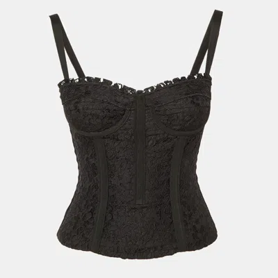 Pre-owned Dolce & Gabbana Black Lace Corset Top S