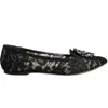 Dolce & Gabbana Black Lace Crystal Ballet Flats Loafer Shoes In Black