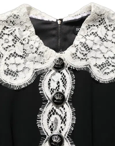 Dolce & Gabbana Black Lace Detailing Long Sleeves Midi Dress