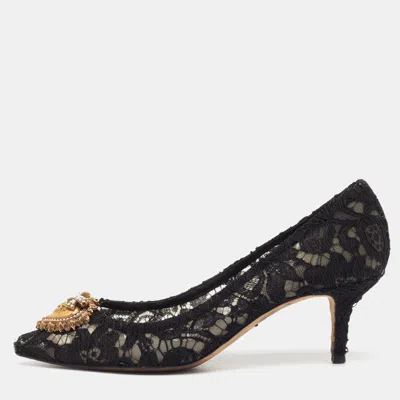 Pre-owned Dolce & Gabbana Black Lace Devotion Pumps Size 39