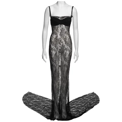Pre-owned Dolce & Gabbana Black Lace Evening Dress With Integrated Bra, Ss 1999