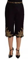 Dolce & Gabbana Black Lace Gold Baroque Special Piece Shorts In Black