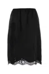 Dolce & Gabbana Satin Skirt Featuring Lace Trim And Elastic Waistband In Black