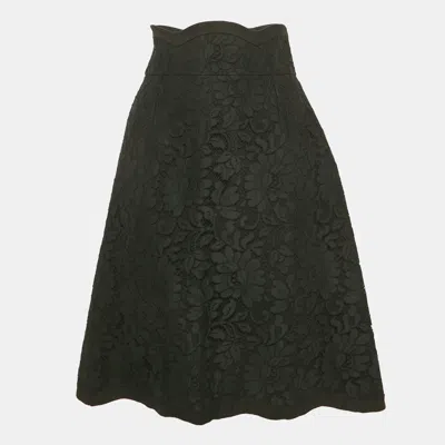Pre-owned Dolce & Gabbana Black Lace Midi Skirt M