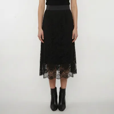 Pre-owned Dolce & Gabbana Black Lace Midi Skirt S