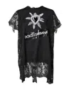 Dolce & Gabbana Black Sacred Heart Print Cotton Lace T-shirt