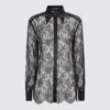 Dolce & Gabbana Black Slim Shirt With Satin Details In Chantilly Lace Woman