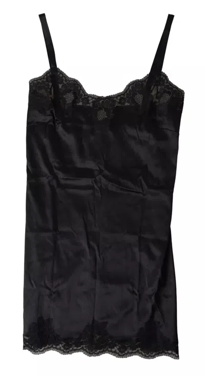 Dolce & Gabbana Black Lace Silk Sleepwear Camisole Top Women's Underwear In Multi