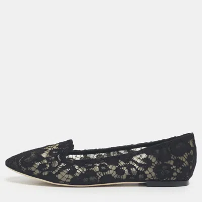 Pre-owned Dolce & Gabbana Black Lace Smoking Slippers Size 39