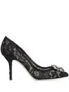 Dolce & Gabbana Bellucci 90 Crystal-embellished Pumps In Taormina Lace In Blue