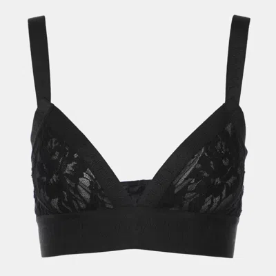 Pre-owned Dolce & Gabbana Black Lace Triangle Crop Top Xs