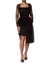 Dolce & Gabbana Black Lace Trim Long Sleeve Sheath Mini Dress In Black
