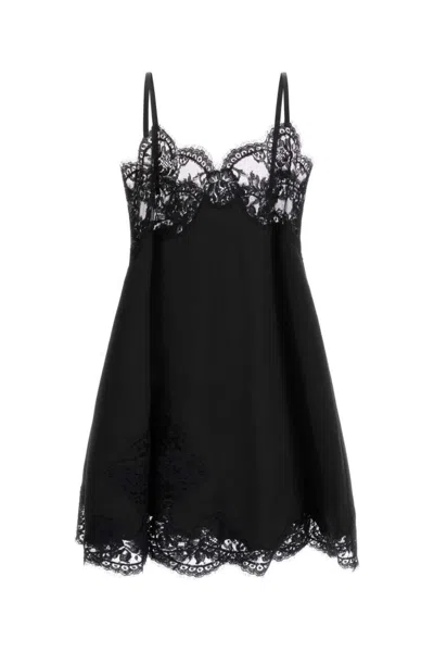 DOLCE & GABBANA WOMEN BLACK LACE-TRIMMED SLIP MINI DRESS, S LUXURY DRESSES FOR WOMEN DARVEYS