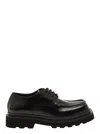 DOLCE & GABBANA BLACK LACE-UP DERBY WITH SQUARED TOE IN LEATHER MAN