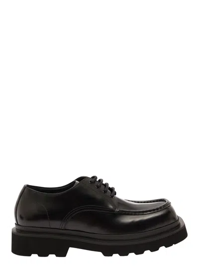 Dolce & Gabbana Black Lace-up Derby With Squared Toe In Leather Man