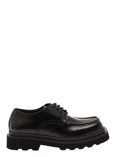 Dolce & Gabbana Square-toe Leather Derby Shoes In Nero