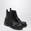 Dolce & Gabbana Black Lace-up Leather Ankle Boot In Black
