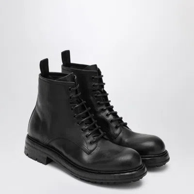 DOLCE & GABBANA DOLCE & GABBANA  BLACK LACE-UP LEATHER ANKLE BOOT