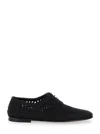 Dolce & Gabbana Black Lace-up Shoes With Woven Design In Multicolor