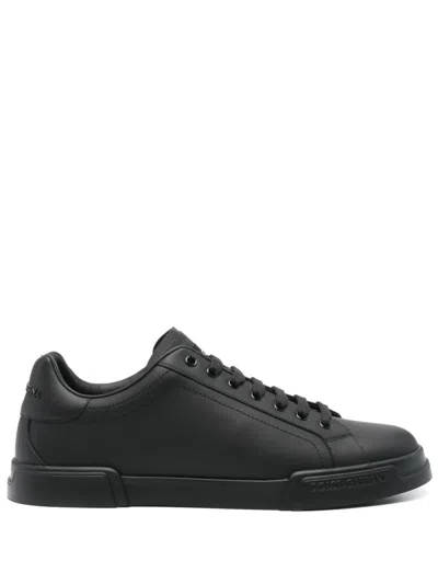 DOLCE & GABBANA BLACK LACE UP SNEAKERS