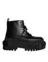 Dolce & Gabbana Lace-up Leather Black Ankle Boots