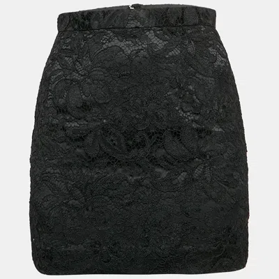 Pre-owned Dolce & Gabbana Black Lace Zip Up Mini Skirt S