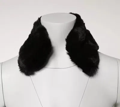 Dolce & Gabbana Black Lamb Fur Collar Women Neck Wrap Women's Scarf