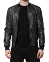 Dolce & Gabbana Black Lambskin Leather Biker Full Zip Jacket In Black
