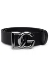 Dolce & Gabbana Men Dg Logo Leather Belt In Black