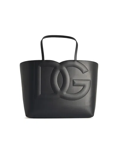 DOLCE & GABBANA DOLCE & GABBANA BLACK LEAR SHOPPING BAG