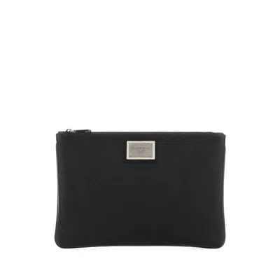 Dolce & Gabbana Black Leather And Nylon Pouch