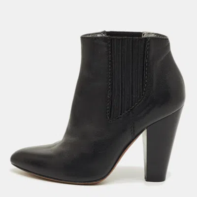 Pre-owned Dolce & Gabbana Black Leather Ankle Boots Size 37