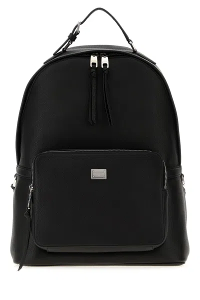 DOLCE & GABBANA DOLCE & GABBANA BLACK LEATHER BACKPACK