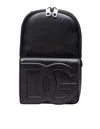 Dolce & Gabbana Black Leather Backpack With Embossed Dg Logo In Black