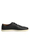 Dolce & Gabbana Black Leather Bee Crown Low Top Sneakers Men's Shoes In Black