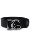 Dolce & Gabbana Men Dg Logo Leather Belt In Black