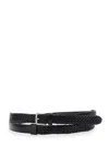 Dolce & Gabbana Black Belt With Buckle Closure And Interwoven Design In Leather Man In Black