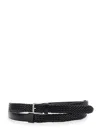 Dolce & Gabbana Black Belt With Buckle Closure And Interwoven Design In Leather Man In Black