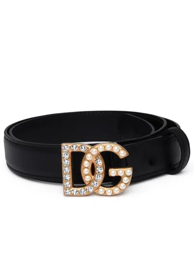 Dolce & Gabbana Cintura Con Logo Dg Gioiello In Black