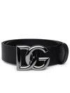 Dolce & Gabbana Men Dg Logo Leather Belt In Black