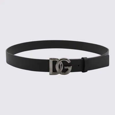 Dolce & Gabbana Black Leather Belt In Black/ruthenium