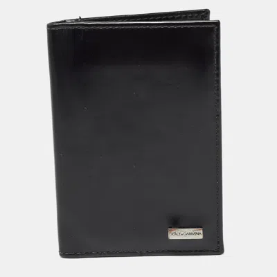 Pre-owned Dolce & Gabbana Black Leather Bifold Card Holder